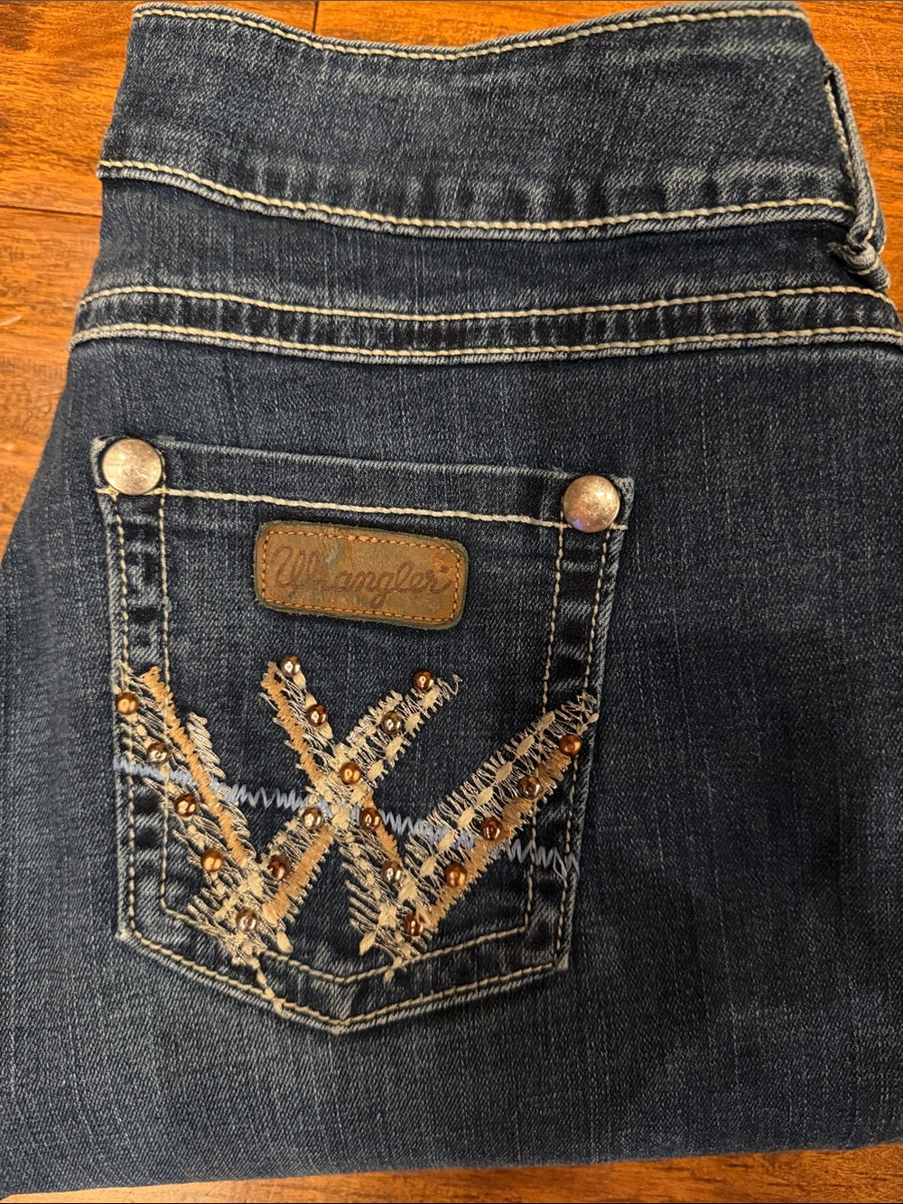 Wrangler Women’s Dark Blue Embellished Bootcut Jeans Sz 7 x 34